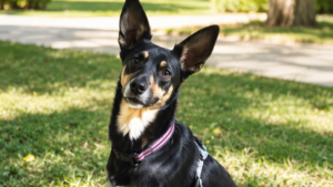 Black and tan dog outdoors next to a quote about pet loss grief
